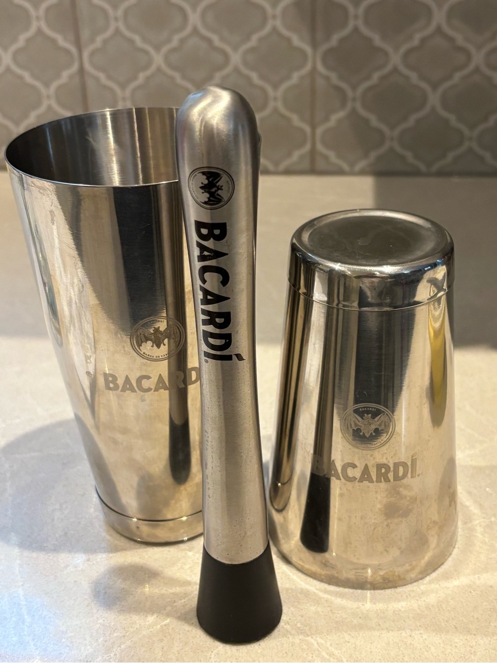 BACARDÍ Stainless Steel Boston Cocktail Shaker Set & Mojito Muddler